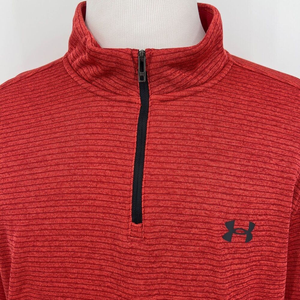 Under Armour Golf Storm Men's 2XL 1/4 zip Pullover Sweatshirt Orange Black Strip